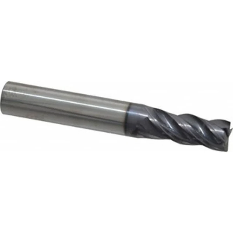 KYOCERA SGS 11/32, 13/16 LOC, 3/8 Shank Diam, 2-1/2 OAL, 4 Flute, Solid Carbide Square End Mill Single End, AlTiN Fin...
